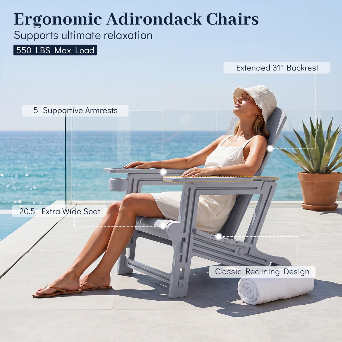 HDPE Adirondack Chair with Realistic Wood Grain 24