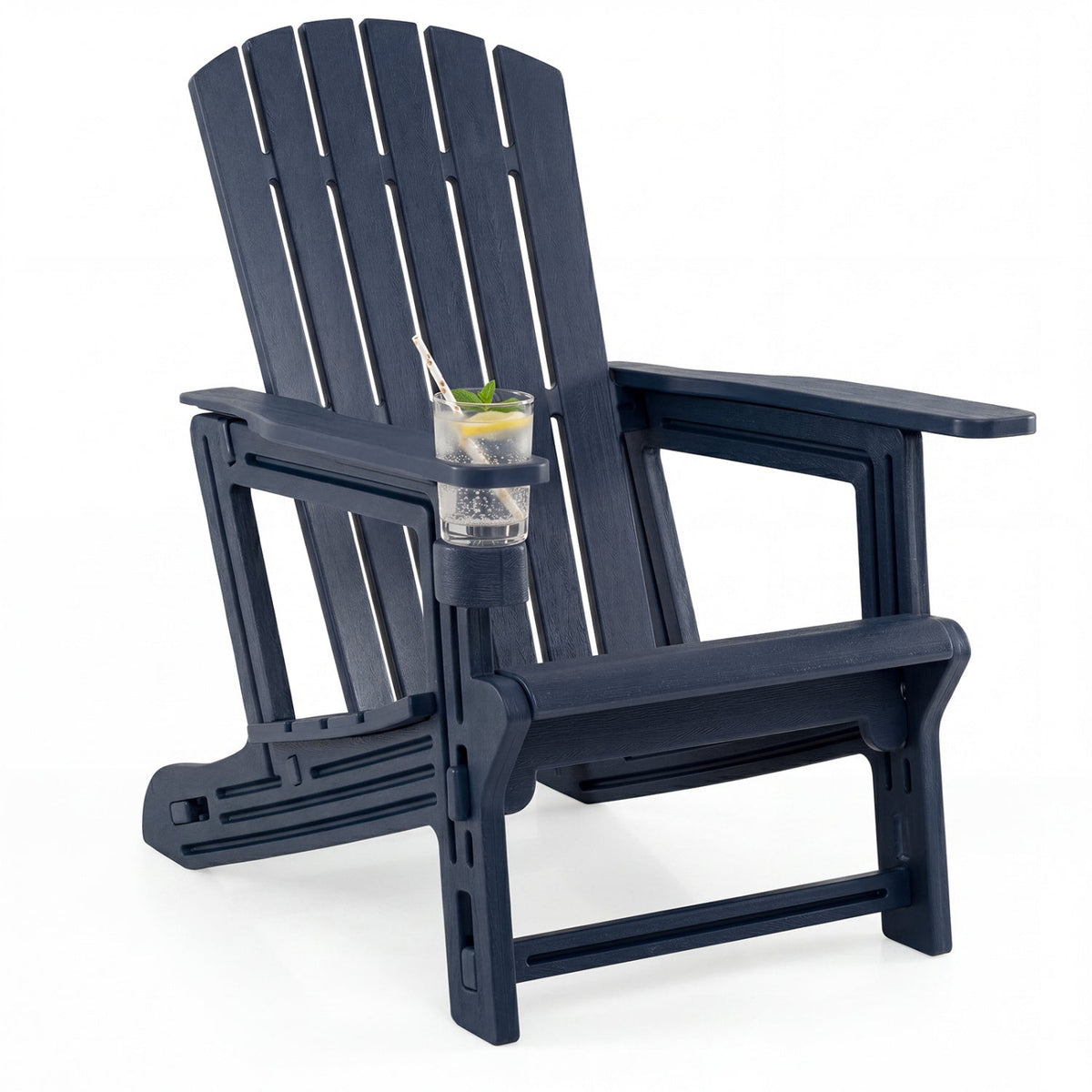 Adirondack Chair with Cup Holder - Weather-Resistant HDPE 12