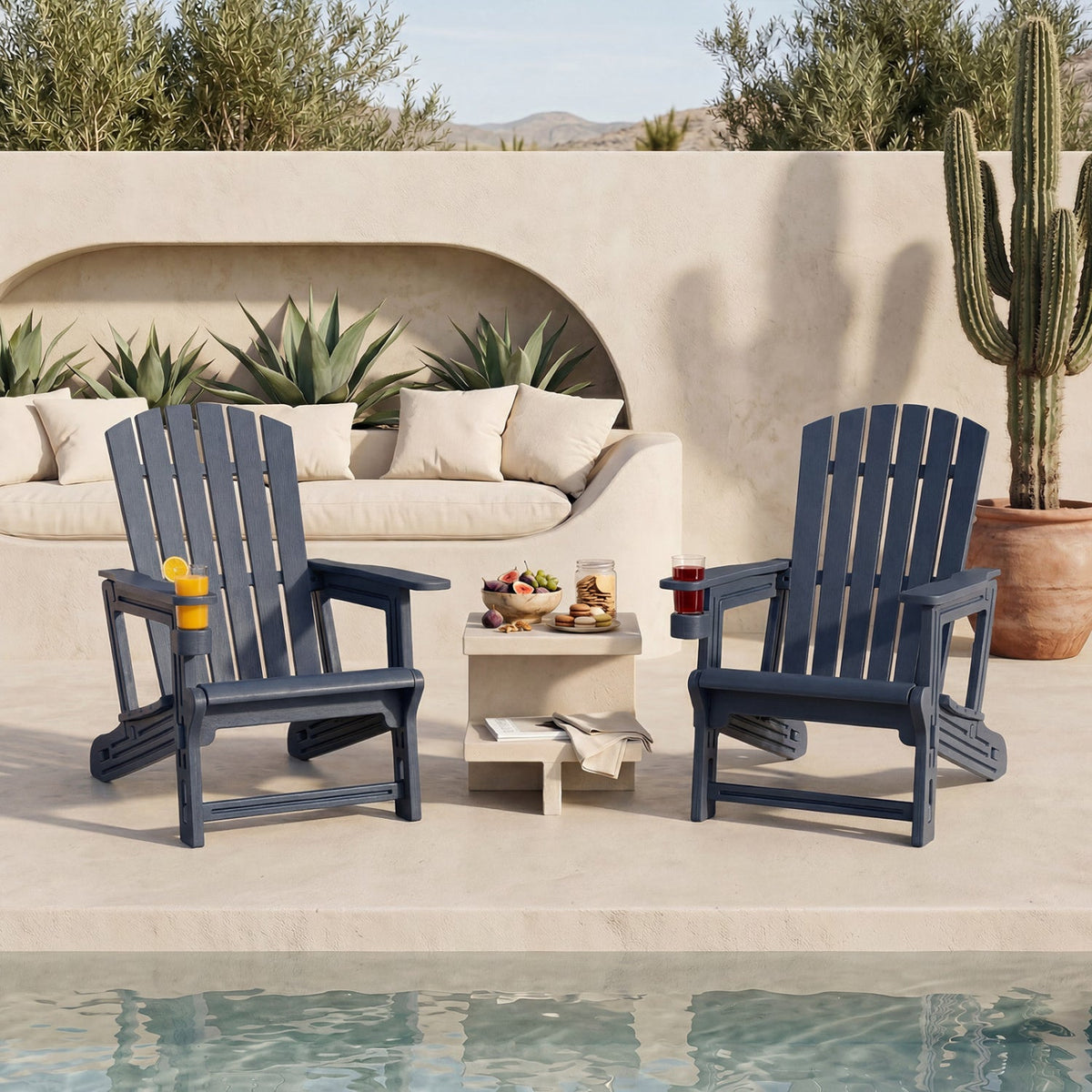 Adirondack Chair with Cup Holder - Weather-Resistant HDPE 10