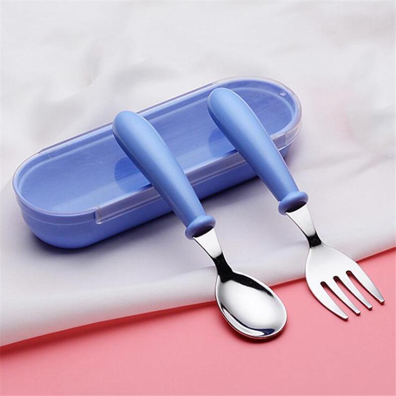 Baby Gadgets Tableware Set Children Utensil Stainless Steel Toddler Dinnerware Cutlery Cartoon Infant Food Feeding Spoon and Fork 4