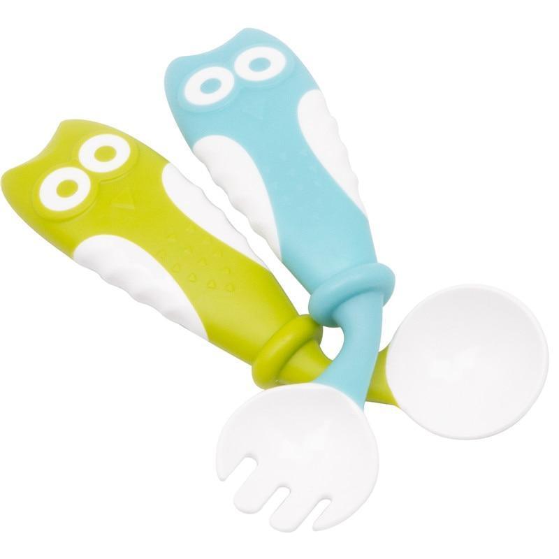 Baby Own Spoon and Fork Set With Travel Safe Case Toddler Babies Children Feeding Training Spoon Easy Grip Heat-Resistant Spoon 4