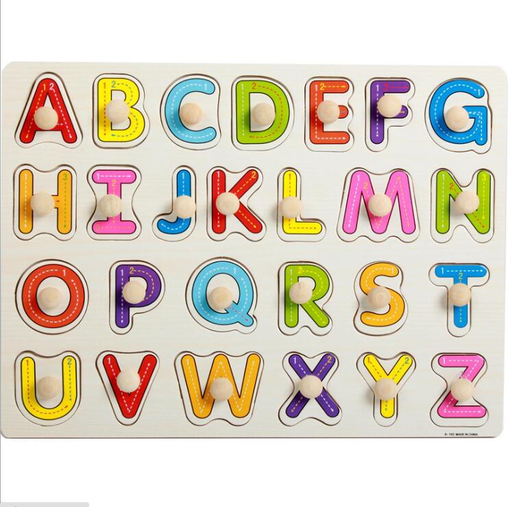 Kid Early Educational Table With Shapes of Vegetables and Animals Baby Hand Grasp Wooden Puzzle Toy Alphabet And Digit Learning Education Child Wood Toy 8