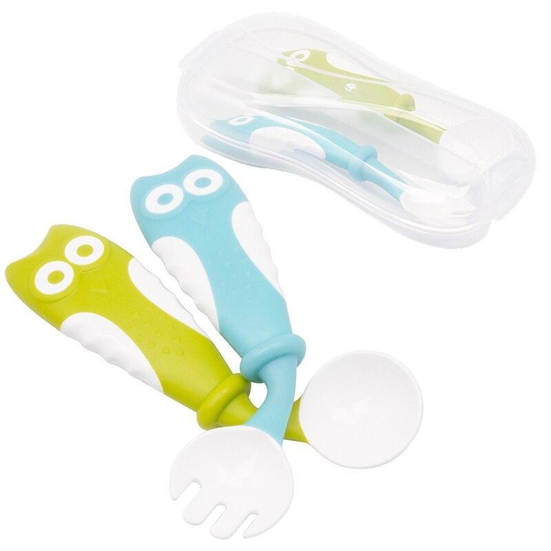 Baby Own Spoon and Fork Set With Travel Safe Case Toddler Babies Children Feeding Training Spoon Easy Grip Heat-Resistant Spoon 14