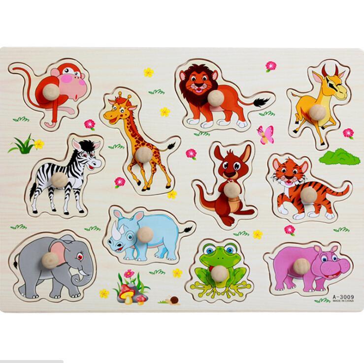 Kid Early Educational Table With Shapes of Vegetables and Animals Baby Hand Grasp Wooden Puzzle Toy Alphabet And Digit Learning Education Child Wood Toy 17
