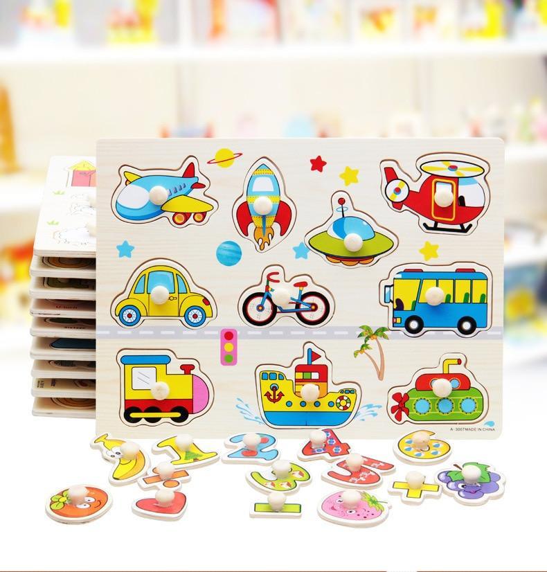 Kid Early Educational Table With Shapes of Vegetables and Animals Baby Hand Grasp Wooden Puzzle Toy Alphabet And Digit Learning Education Child Wood Toy 6