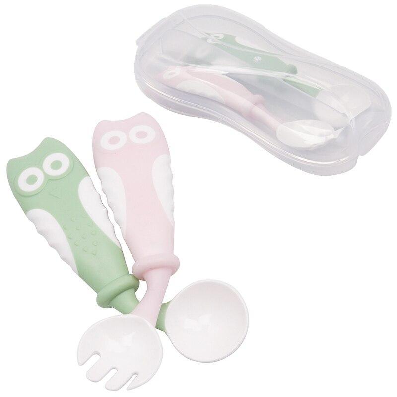 Baby Own Spoon and Fork Set With Travel Safe Case Toddler Babies Children Feeding Training Spoon Easy Grip Heat-Resistant Spoon 15