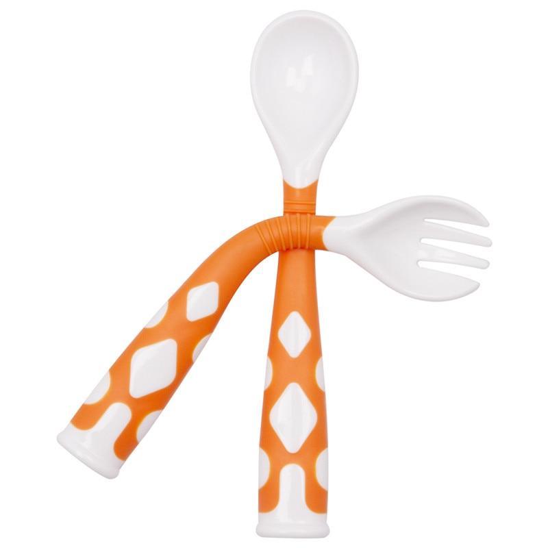 Baby Own Spoon and Fork Set With Travel Safe Case Toddler Babies Children Feeding Training Spoon Easy Grip Heat-Resistant Spoon 3