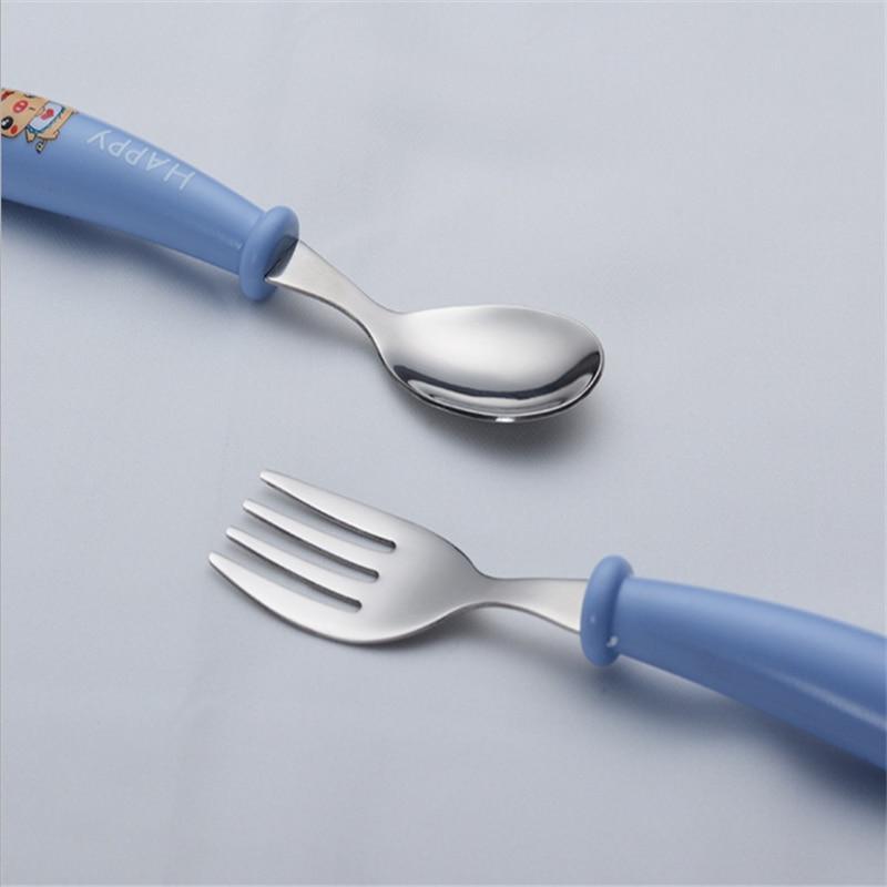 Baby Gadgets Tableware Set Children Utensil Stainless Steel Toddler Dinnerware Cutlery Cartoon Infant Food Feeding Spoon and Fork 5