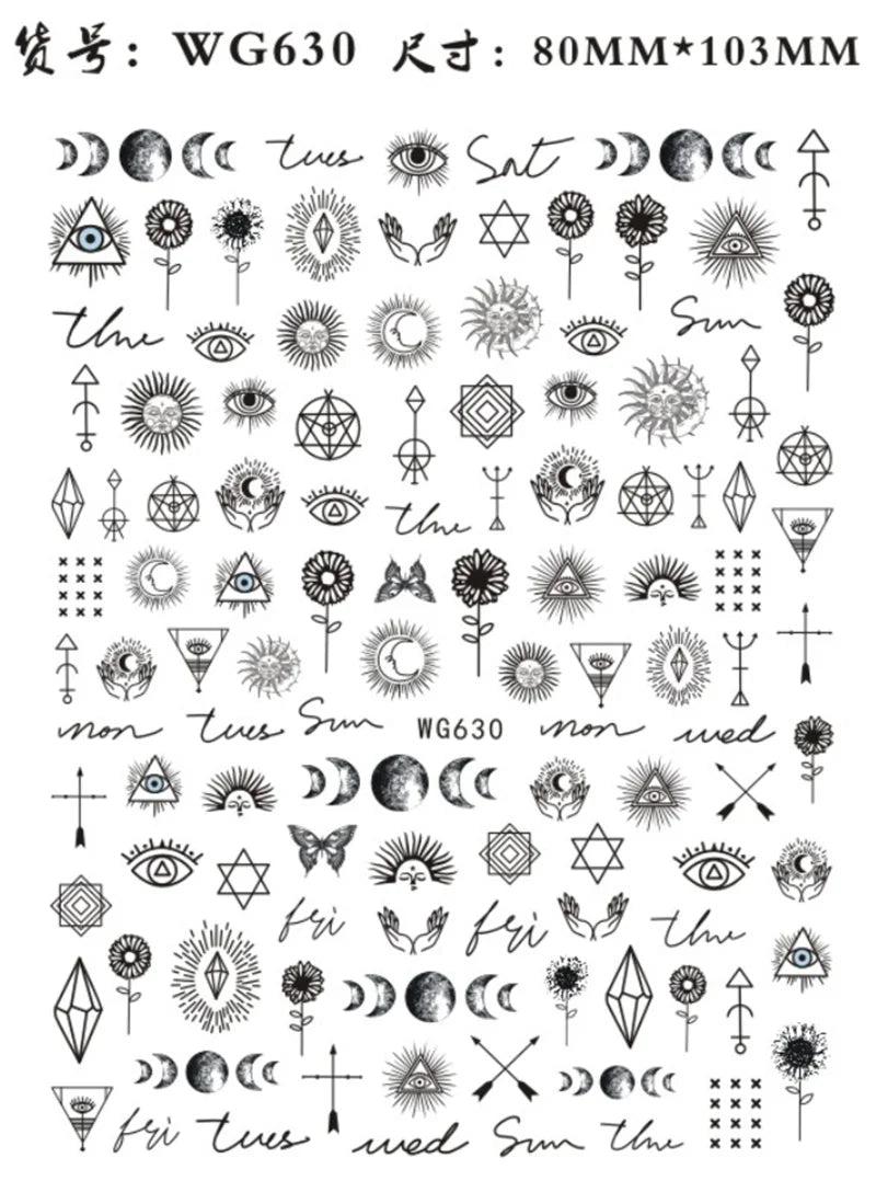 Nail Sticker Snake  Dragon Butterfly Black Multicolor Decals Nail Art Tattoo Slider Water Transfer Letter Nails Art Decoration 33