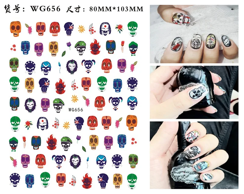 Nail Sticker Snake  Dragon Butterfly Black Multicolor Decals Nail Art Tattoo Slider Water Transfer Letter Nails Art Decoration 30