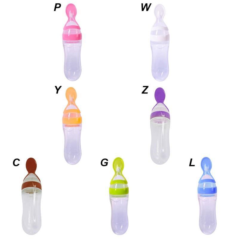 Silicone Baby Bottle With Spoon Food Supplement Bottles Squeeze Spoon Milk Feeding Bottle Cup For Baby and Kids 14