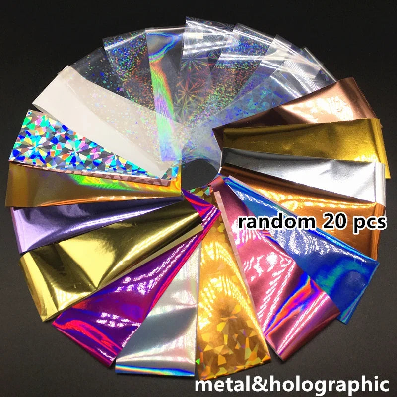 20 Rolls Halloween Nail Foils Gradient Transfer Paper Christmas Nail Art Stickers Stripe Floral Manicure Decals Nails Decoration 11