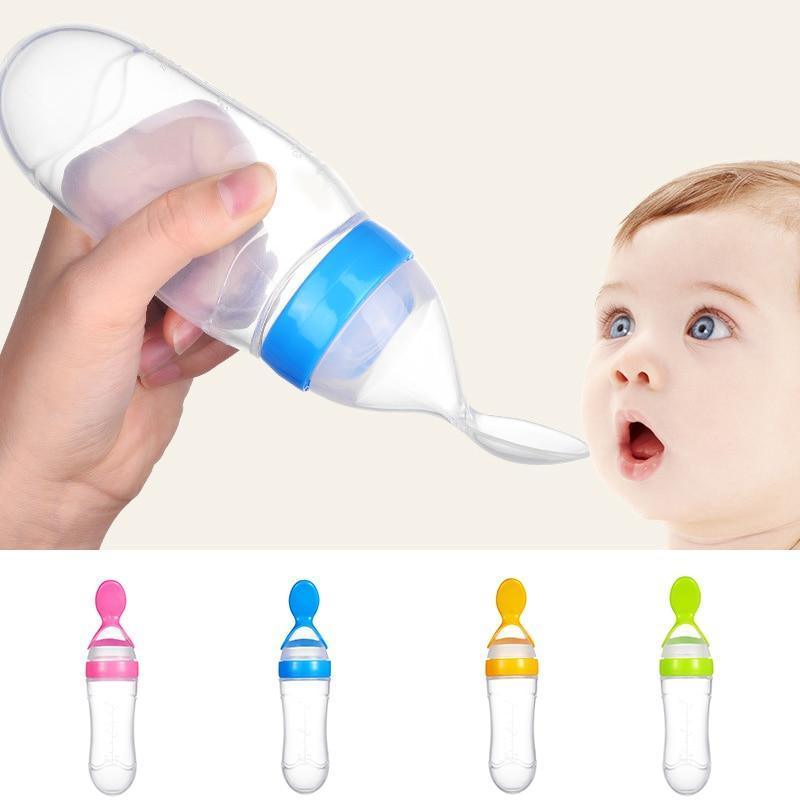 NEW Baby Feeding Bottle Spoon With Silicone Spoon Newborn Infant Squeeze Spoon Toddler Supplement food Bottle Feeder For Kids and Baby 2
