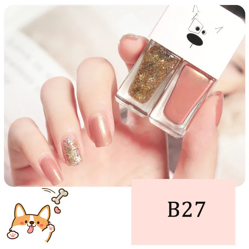 New 2 In 1 Candy Color Nail Polish Manicure Water-based Bright Scrub No Bake No Peeling Quick Dry Waterproof Lasting Nail Polish 19