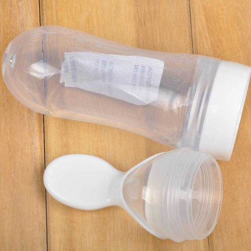 Silicone Baby Bottle With Spoon Food Supplement Bottles Squeeze Spoon Milk Feeding Bottle Cup For Baby and Kids 2