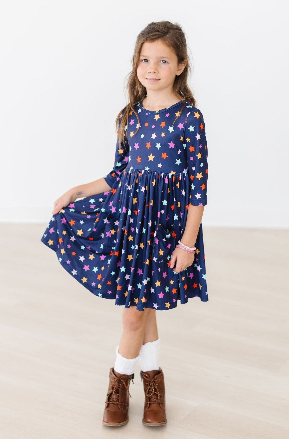 Halloween Stars 3/4 Sleeve Pocket Twirl Dress 4