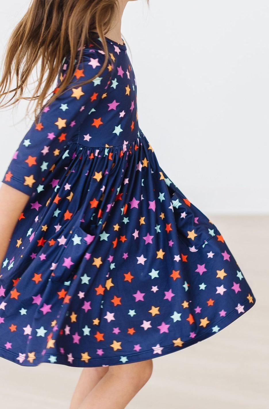 Halloween Stars 3/4 Sleeve Pocket Twirl Dress 5