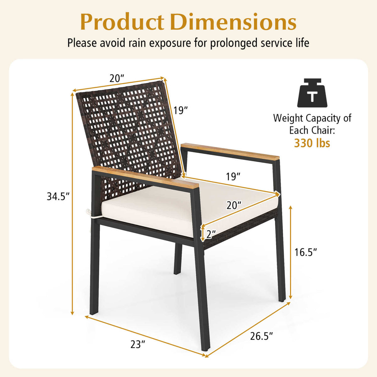 Patio Dining Chairs Set of 4 with Acacia Wood Armrests 4