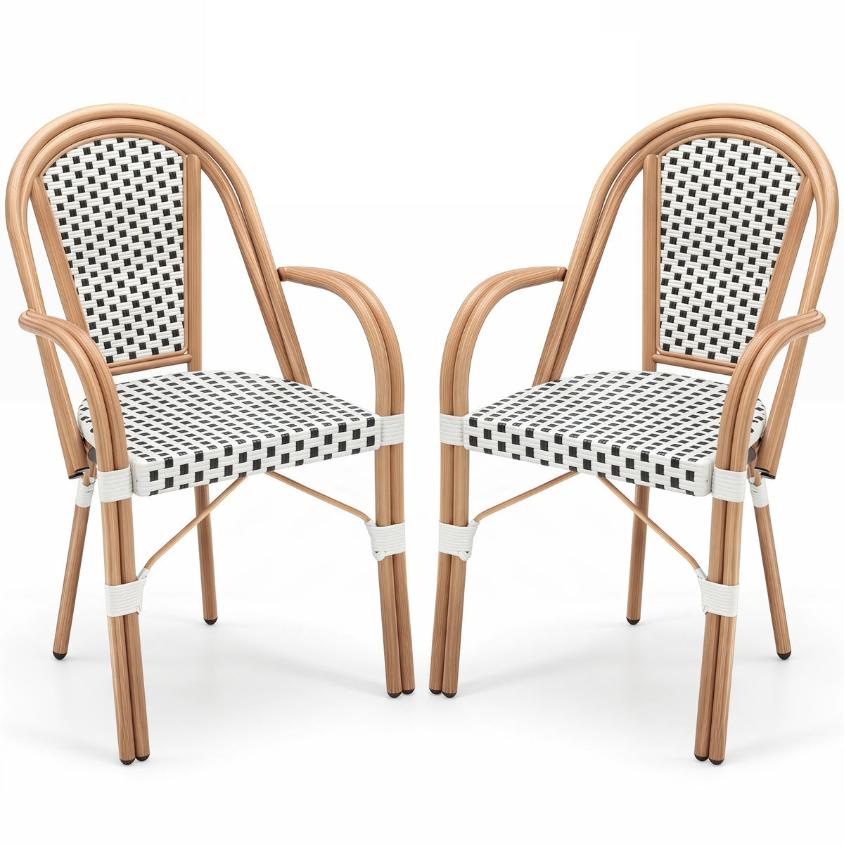 PE Wicker Bistro Dining Chairs Set of 2 - 400 lbs Capacity 1