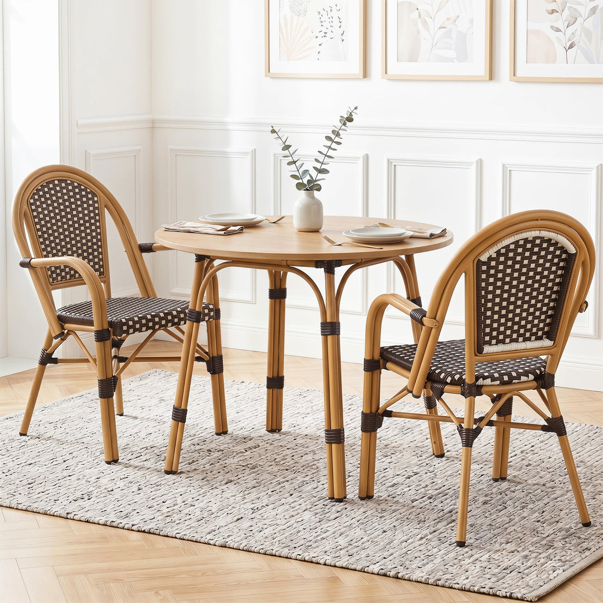 PE Wicker Bistro Dining Chairs Set of 2 - 400 lbs Capacity 2