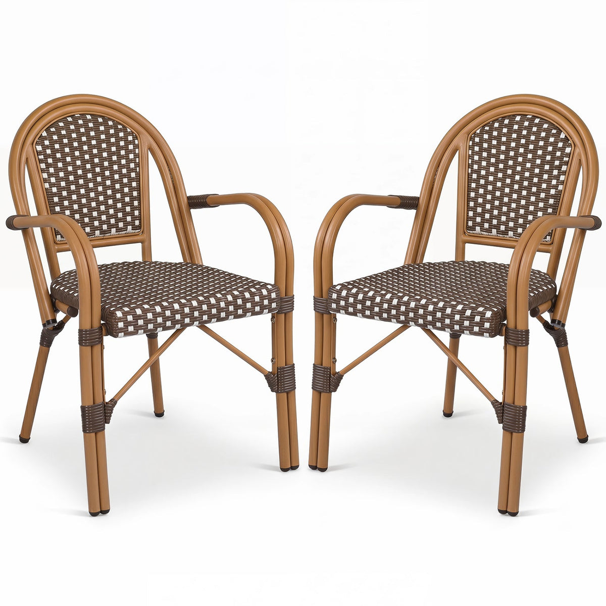 PE Wicker Bistro Dining Chairs Set of 2 - 400 lbs Capacity 4
