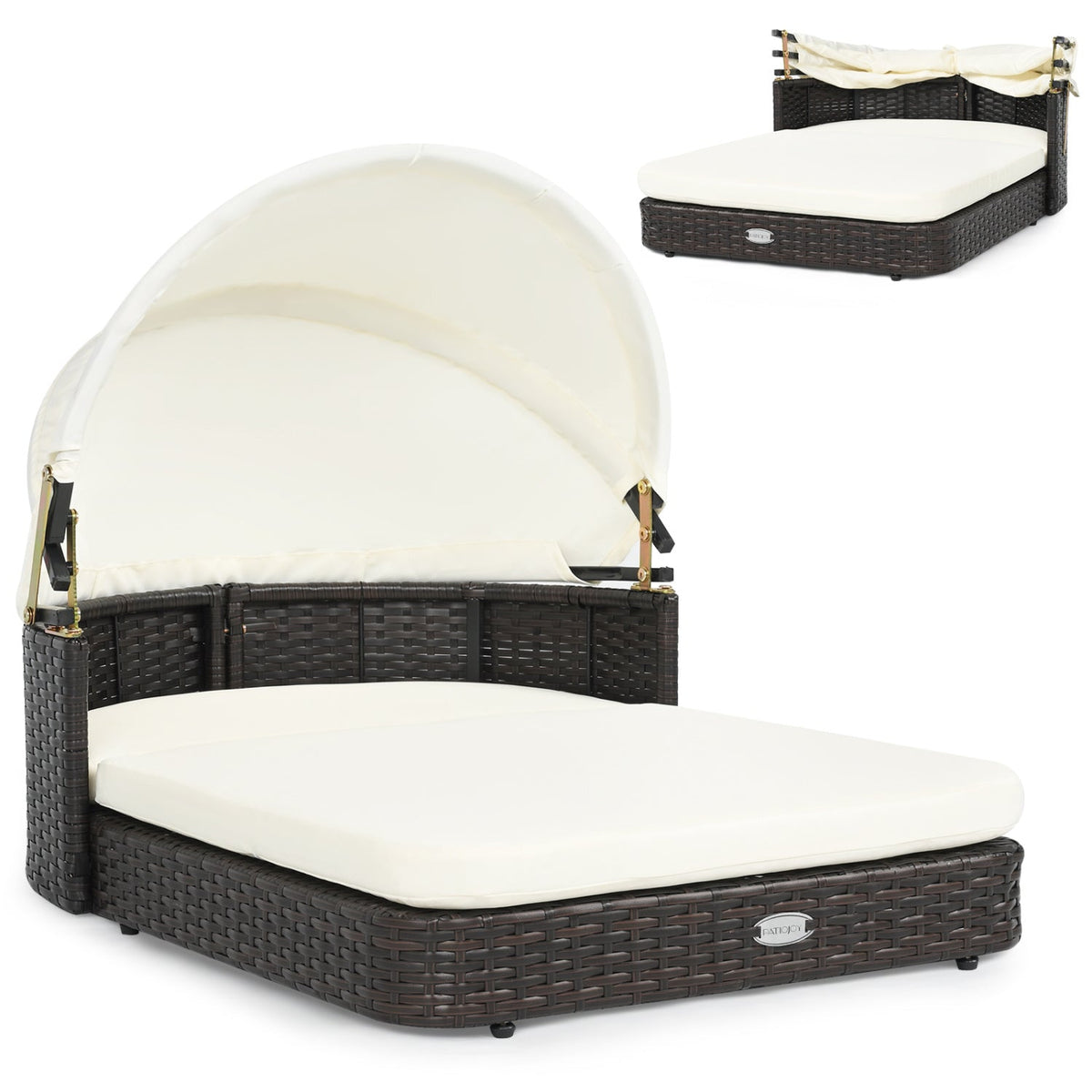 Rattan Pet Daybed with Adjustable Canopy for Small & Medium Dogs 4
