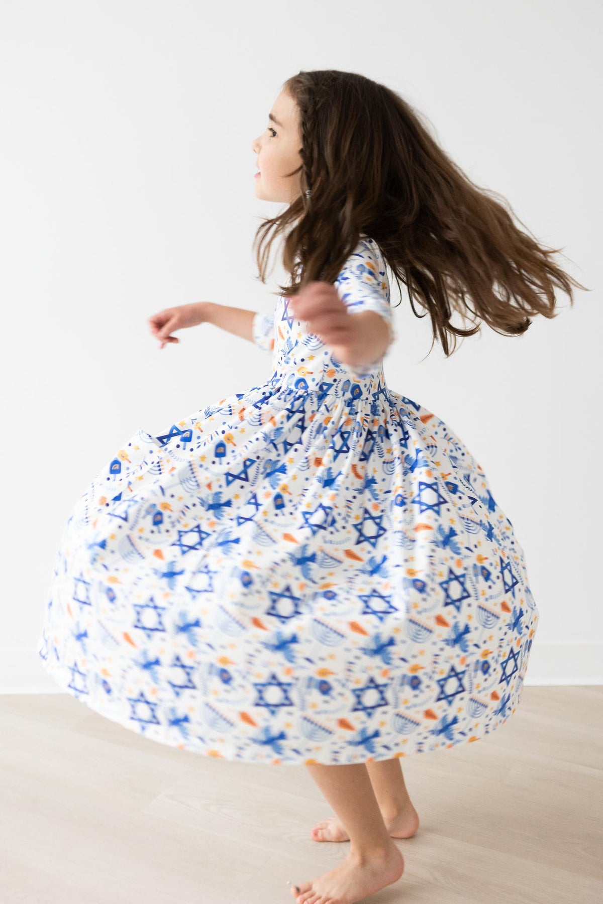 Happy Hanukkah 3/4 Sleeve Pocket Twirl Dress 4