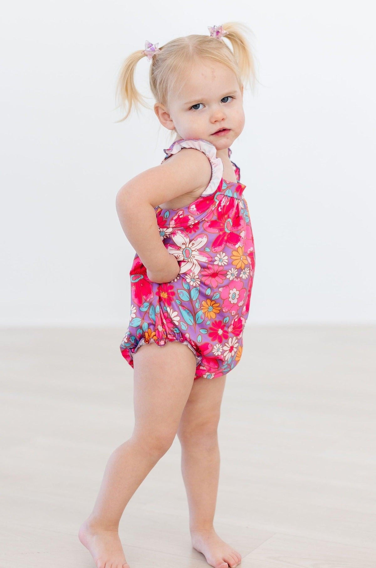 SALE Hawaiian Floral Ruffle Cross Back Romper 4