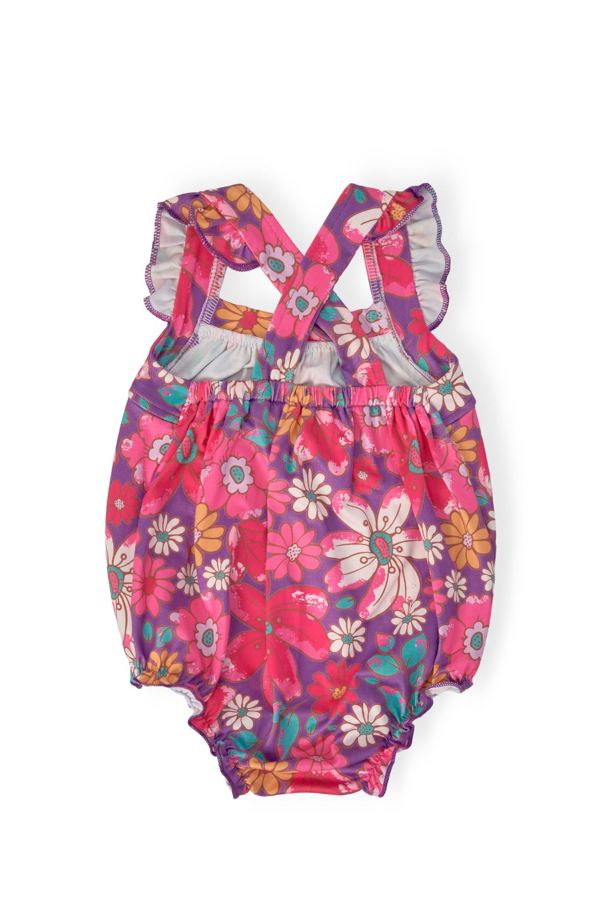 SALE Hawaiian Floral Ruffle Cross Back Romper 5