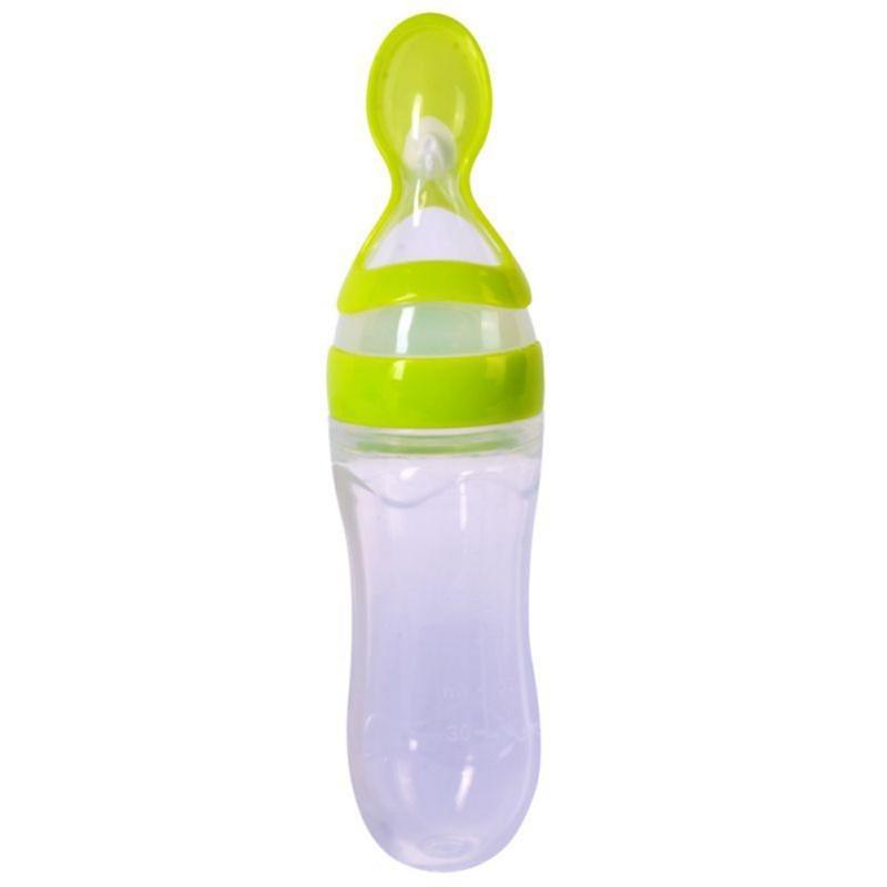 Silicone Baby Bottle With Spoon Food Supplement Bottles Squeeze Spoon Milk Feeding Bottle Cup For Baby and Kids 8