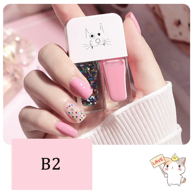New 2 In 1 Candy Color Nail Polish Manicure Water-based Bright Scrub No Bake No Peeling Quick Dry Waterproof Lasting Nail Polish 27