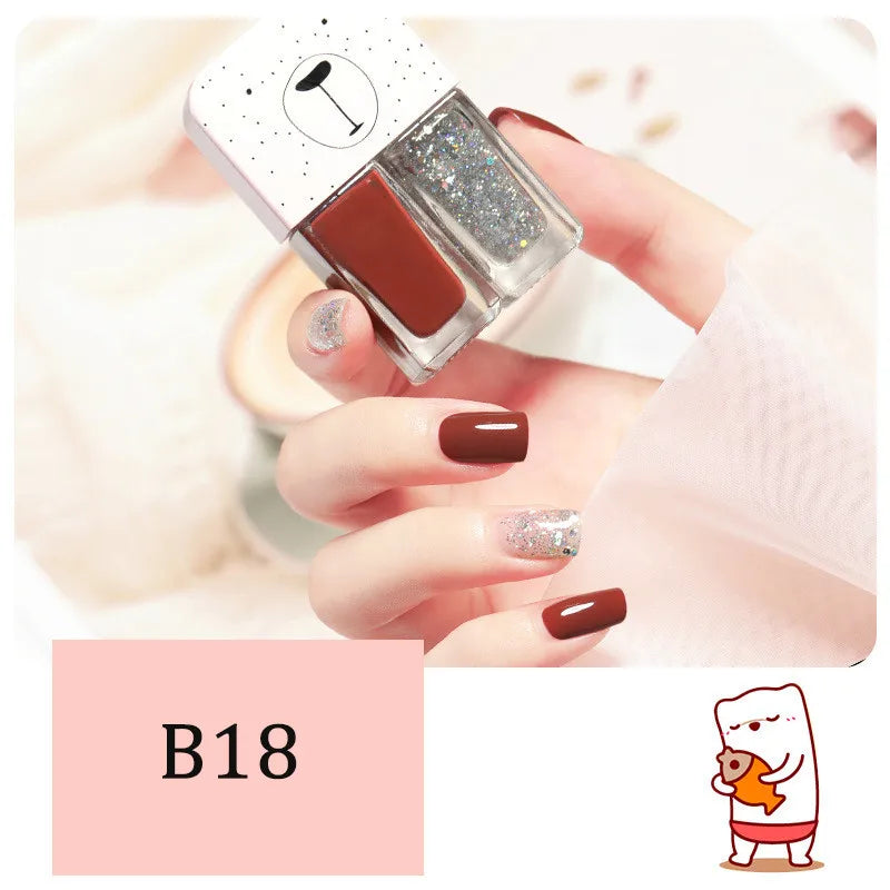 New 2 In 1 Candy Color Nail Polish Manicure Water-based Bright Scrub No Bake No Peeling Quick Dry Waterproof Lasting Nail Polish 34