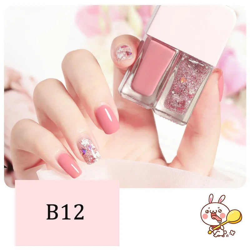 New 2 In 1 Candy Color Nail Polish Manicure Water-based Bright Scrub No Bake No Peeling Quick Dry Waterproof Lasting Nail Polish 7