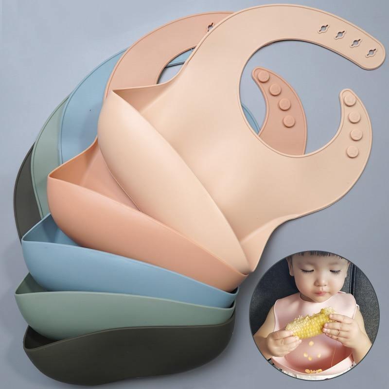 Silicon Breastplate Baby Bib Waterproof Solid Infant Bandana Bibs Newborn Feeding Burp Cloth Bib For Kids 3