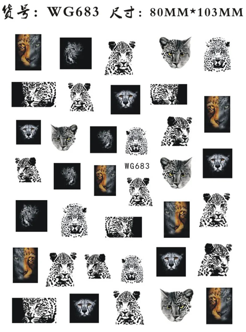 Nail Sticker Snake  Dragon Butterfly Black Multicolor Decals Nail Art Tattoo Slider Water Transfer Letter Nails Art Decoration 38