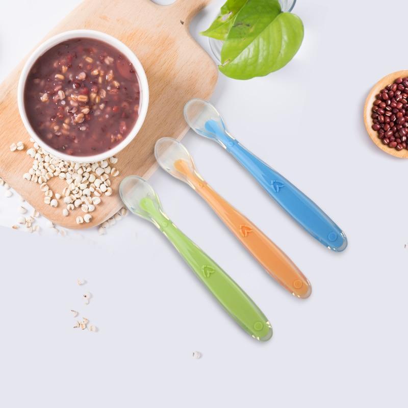 New Baby Soft Silicone Spoon Temperature Sensing Spoon Children Food Baby Feeding Tools Unique Design Perfect For Parents 2