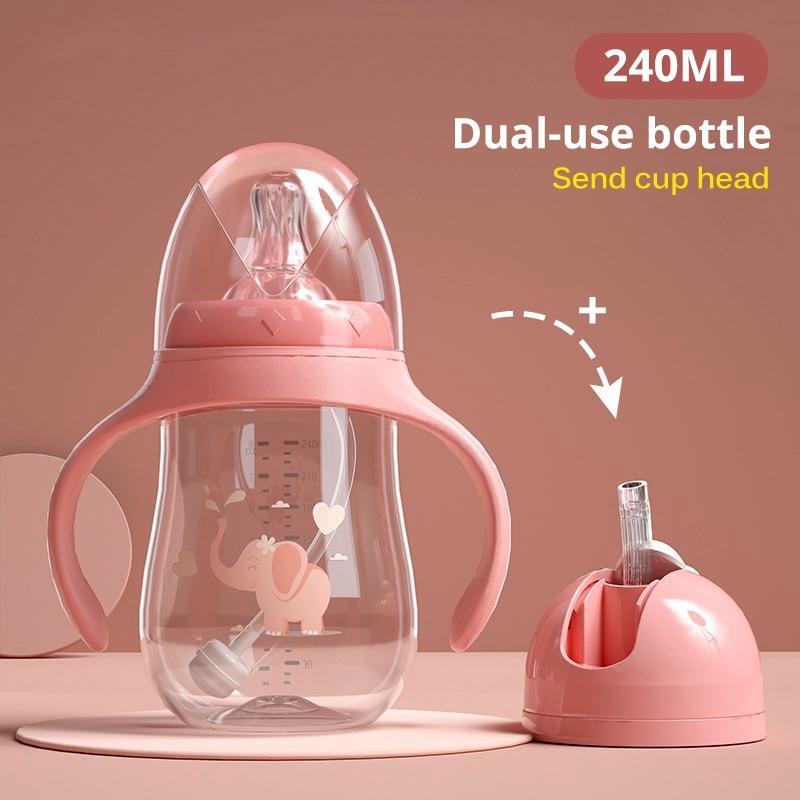 Baby Bottles Drinking Cup Feeding Bottle Wide-Caliber Drinking Milk Drinking Water Dual-use Bottle For baby and Kids 8