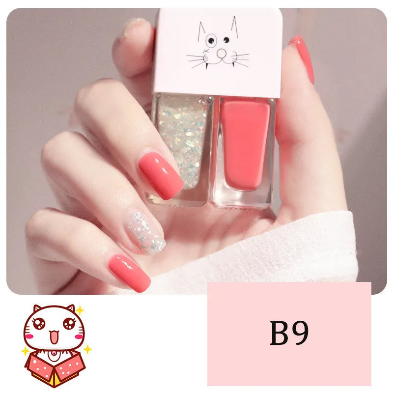 New 2 In 1 Candy Color Nail Polish Manicure Water-based Bright Scrub No Bake No Peeling Quick Dry Waterproof Lasting Nail Polish 10