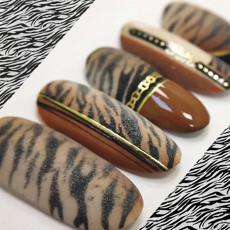 10 Rolls Leopard Print Nail Foils Transfer Paper Amber Nail Art Stickers Snake Skin Manicure Set Decal Animal Nails Decoration 3