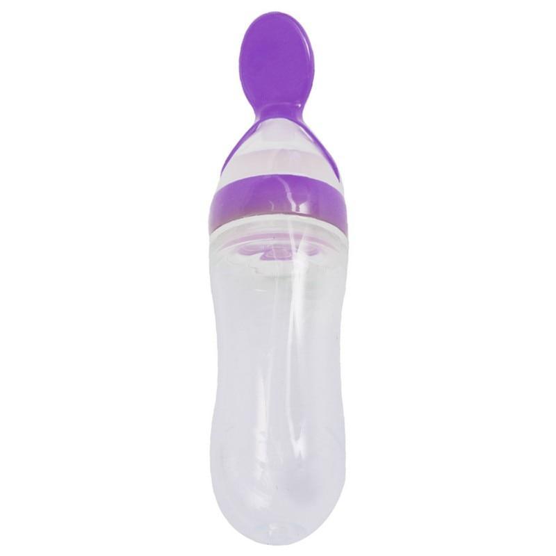 Silicone Baby Bottle With Spoon Food Supplement Bottles Squeeze Spoon Milk Feeding Bottle Cup For Baby and Kids 12