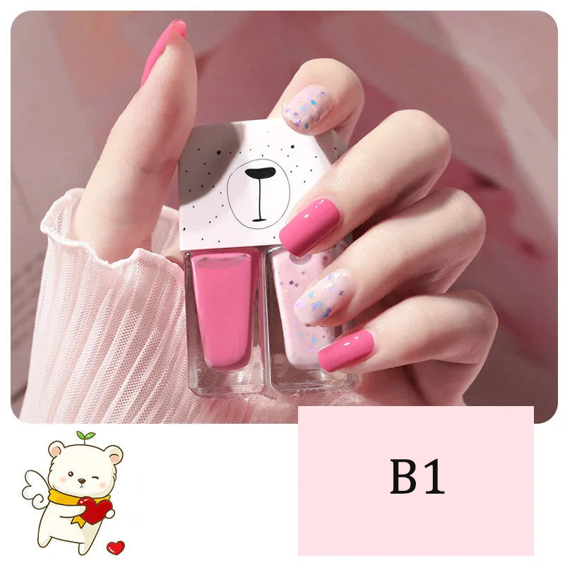 New 2 In 1 Candy Color Nail Polish Manicure Water-based Bright Scrub No Bake No Peeling Quick Dry Waterproof Lasting Nail Polish 13