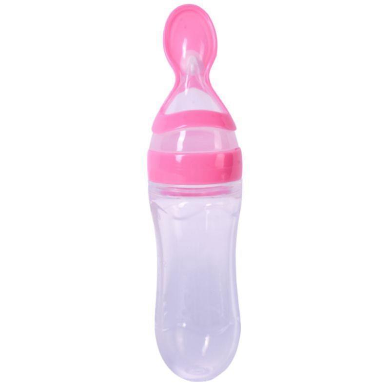 Silicone Baby Bottle With Spoon Food Supplement Bottles Squeeze Spoon Milk Feeding Bottle Cup For Baby and Kids 11