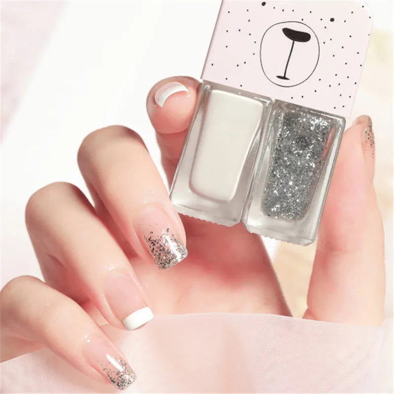 New 2 In 1 Candy Color Nail Polish Manicure Water-based Bright Scrub No Bake No Peeling Quick Dry Waterproof Lasting Nail Polish 6
