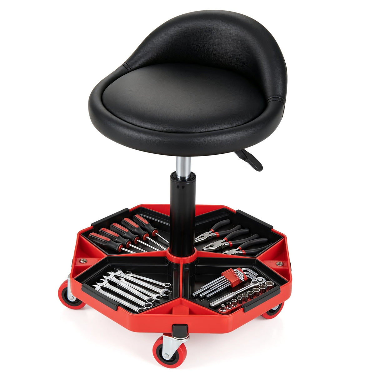 Adjustable Rolling Mechanic Seat with Storage Tray 3