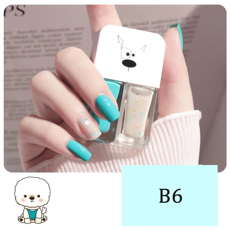 New 2 In 1 Candy Color Nail Polish Manicure Water-based Bright Scrub No Bake No Peeling Quick Dry Waterproof Lasting Nail Polish 28