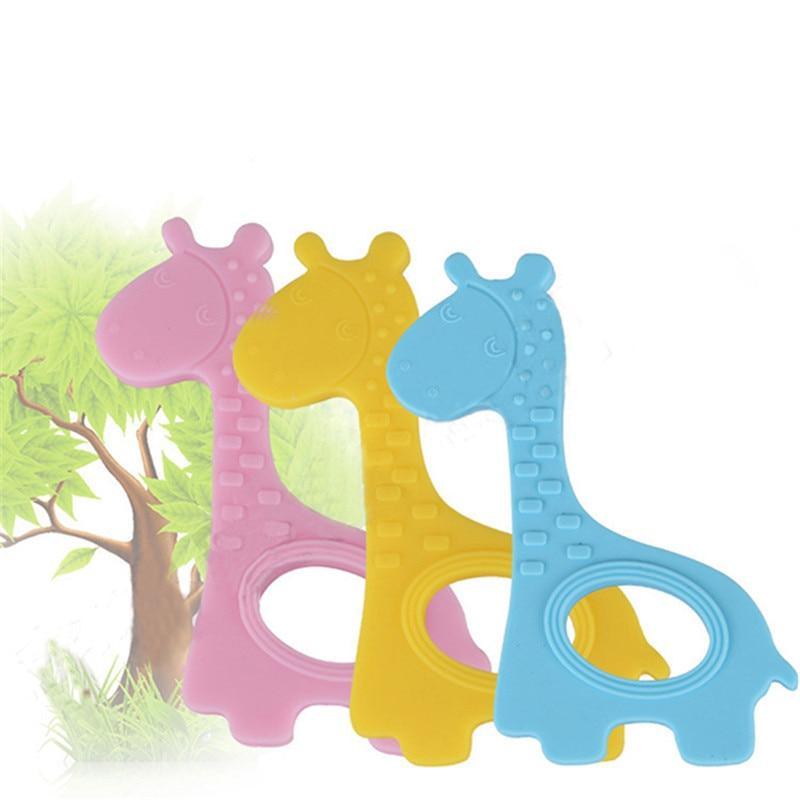 New  Cute Giraffe Appease Teether Toy Teething Chew Toddler Silicone  Natural Organic Food Perfect For Baby Boys and Girls 1