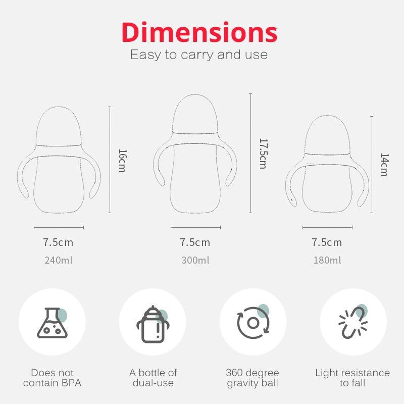 Baby Bottles Drinking Cup Feeding Bottle Wide-Caliber Drinking Milk Drinking Water Dual-use Bottle For baby and Kids 6