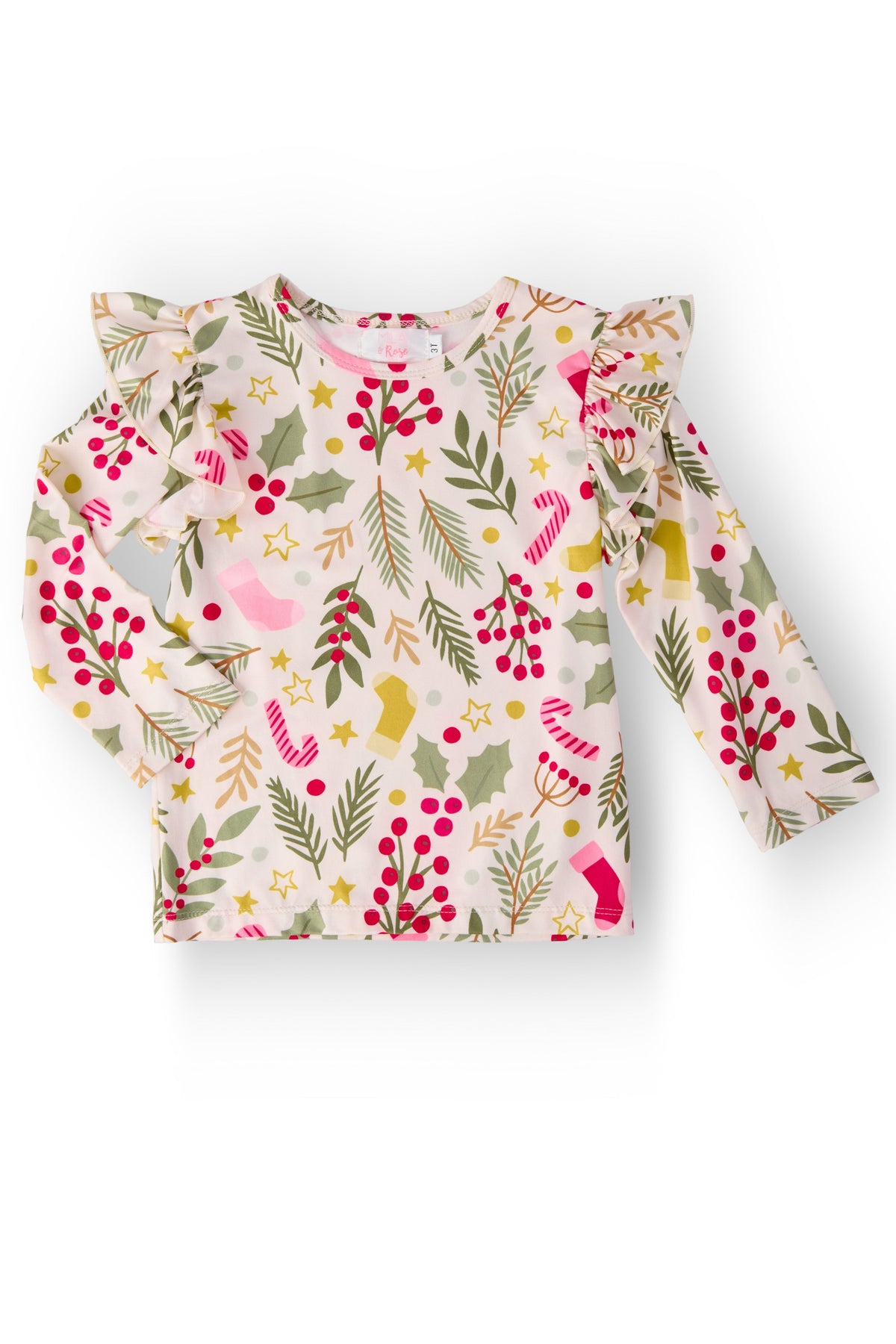 Holly Jolly Christmas L/S Ruffle Tee 1