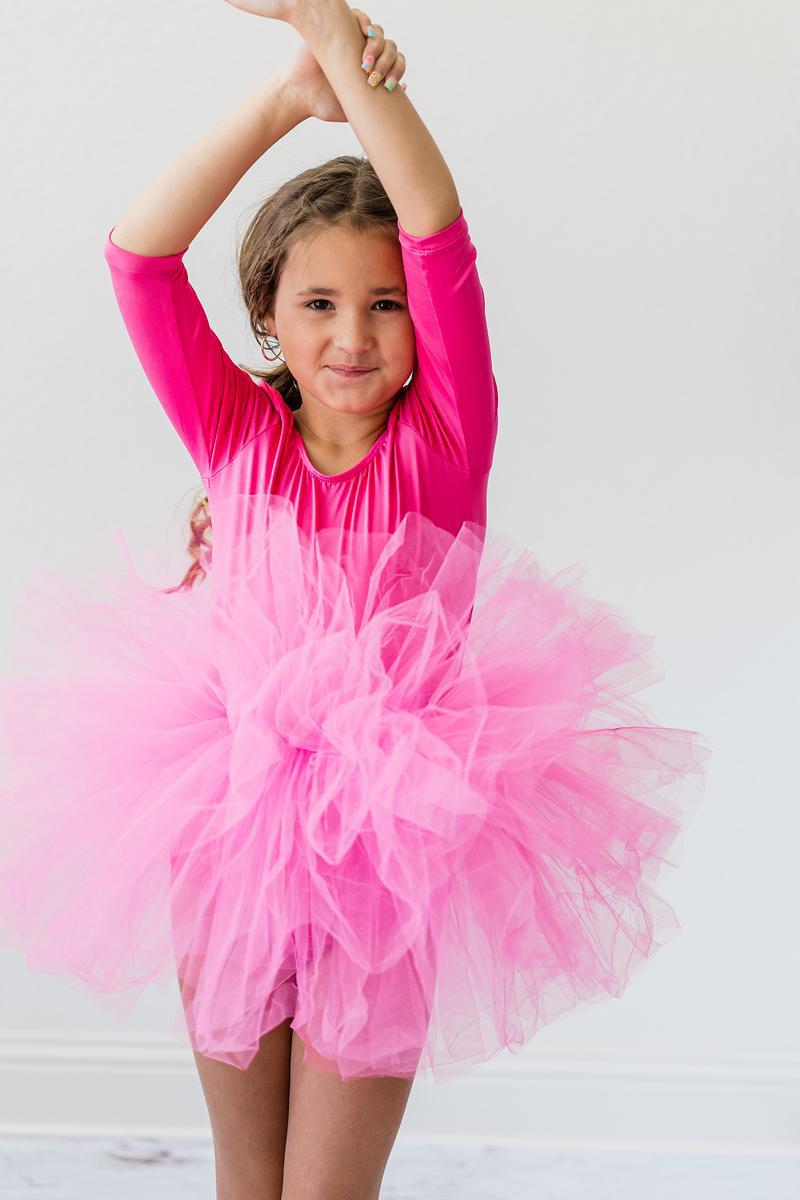Hot Pink 3/4 Tutu Leotard 1