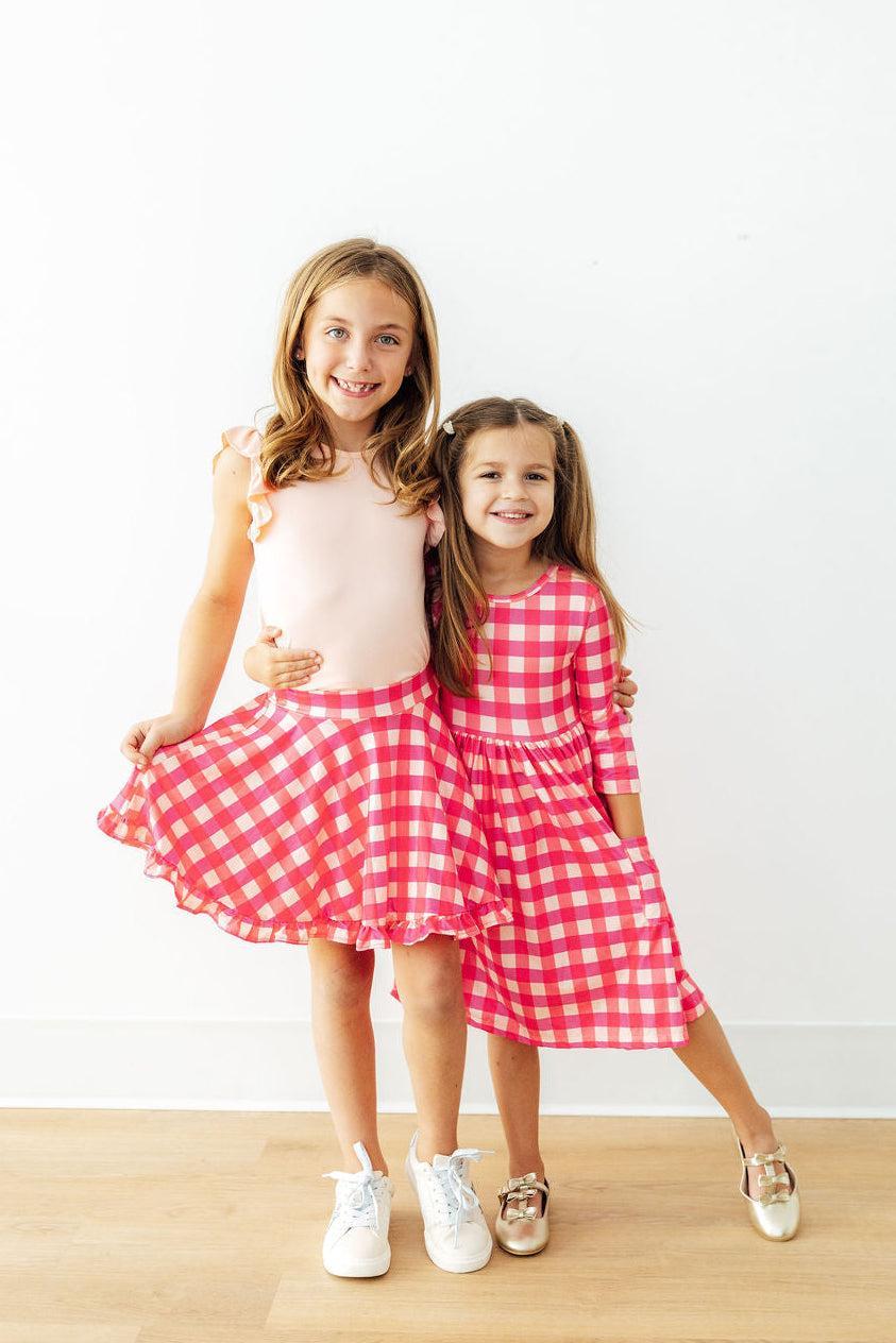 Hot Pink Gingham Ruffle Twirl Skort 2